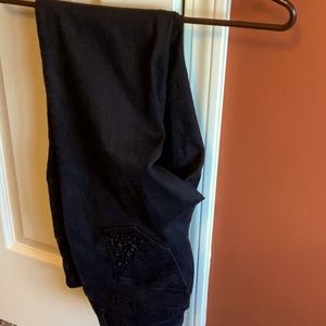 Black Chico jeans with rhinestones around front pockets
